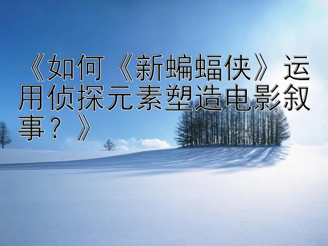 《如何《新蝙蝠侠》运用侦探元素塑造电影叙事？》