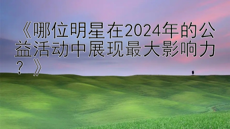 《哪位明星在2024年的公益活动中展现最大影响力？》