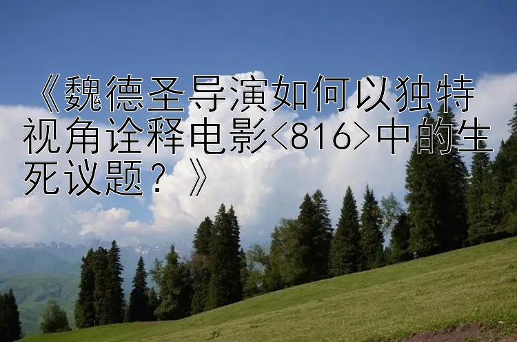 《魏德圣导演如何以独特视角诠释电影<816>中的生死议题？》