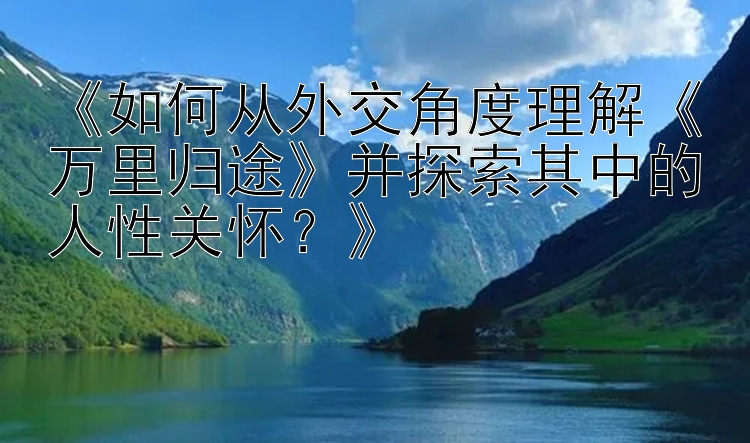 《如何从外交角度理解《万里归途》并探索其中的人性关怀？》