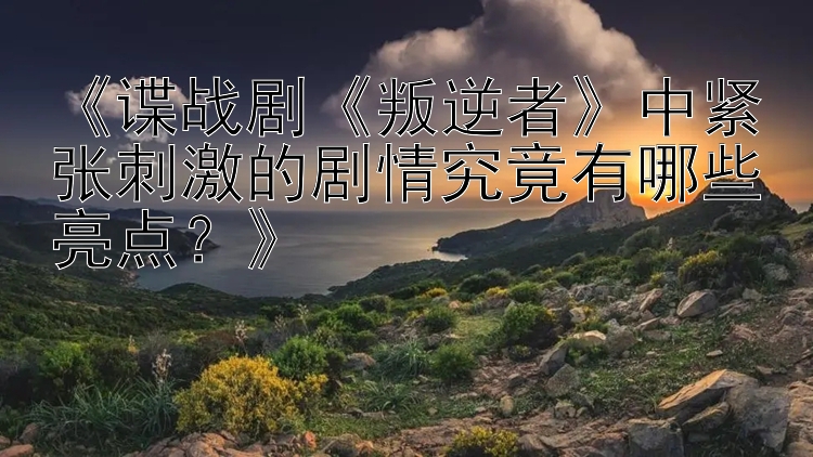 《谍战剧《叛逆者》中紧张刺激的剧情究竟有哪些亮点？》